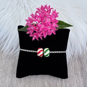 🎄🎄BRIGHTON Two Candy Stripe Bead Charms: One Red/White & One Green/White